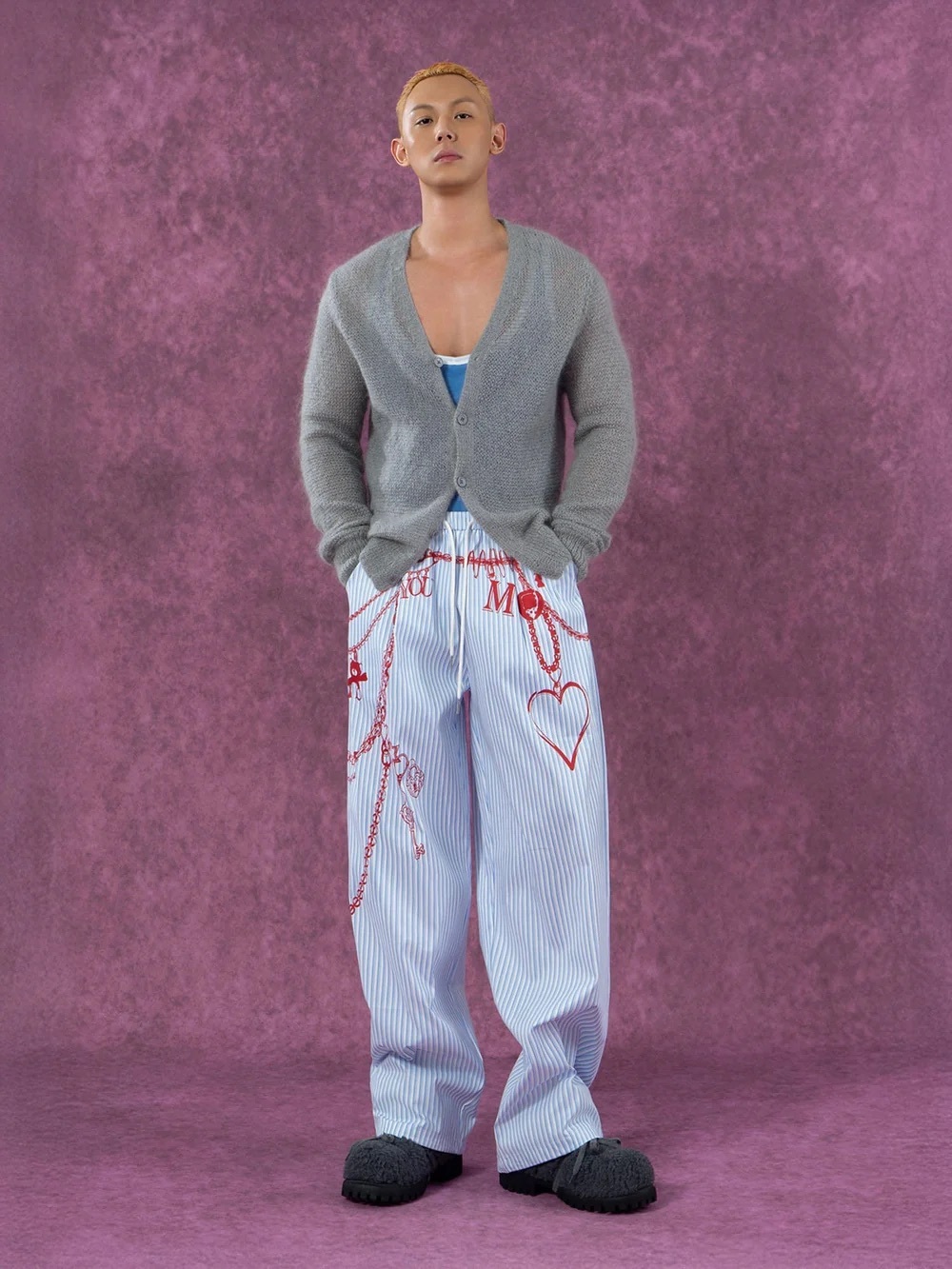 PROJECTISR CLP Charm Graphic Striped Drawstring Pants NWT Size L